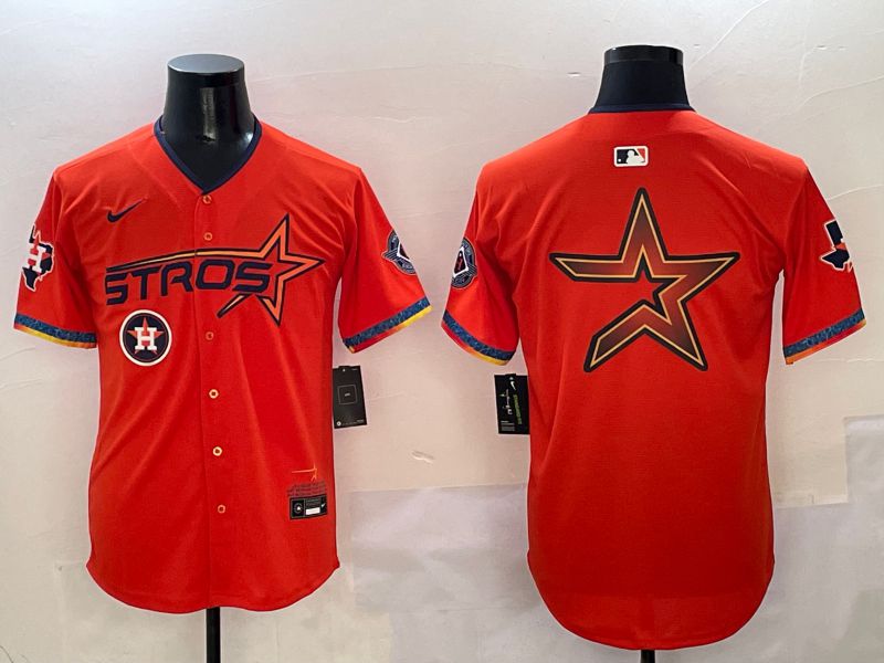 Men Houston Astros Blank Orange Five generation Joint Name 2025 Nike MLB Jersey style 9->houston astros->MLB Jersey